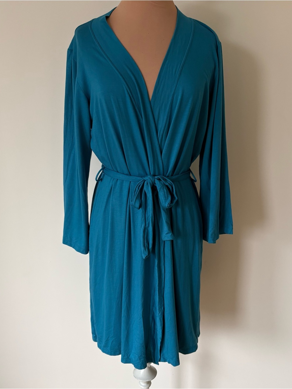 Cosabella Talco Elegant Lightweight Teal Blue Long Sleeve Wrap Lounge Robe Sz S